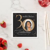 Serviette En Papier 30e anniversaire Gold Black Calligraphy Photo pers (En situation)