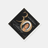 Serviette En Papier 30e anniversaire Gold Black Calligraphy Photo pers (Coin)