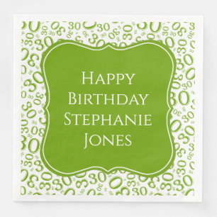 Serviette En Papier 30e anniversaire Green Random Motif 30