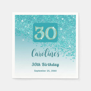Serviette En Papier 30e anniversaire Jolie Parties scintillant bleue T