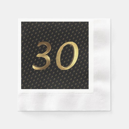 Serviette En Papier 30e anniversaire Mariage Anniversaire Black Gold (Devant)