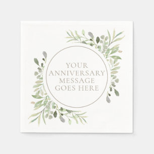 Serviette En Papier 30e anniversaire Mariage Aquarelle Verdure