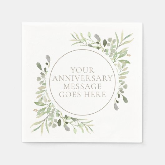 Serviette En Papier 30e anniversaire Mariage Aquarelle Verdure (Devant)