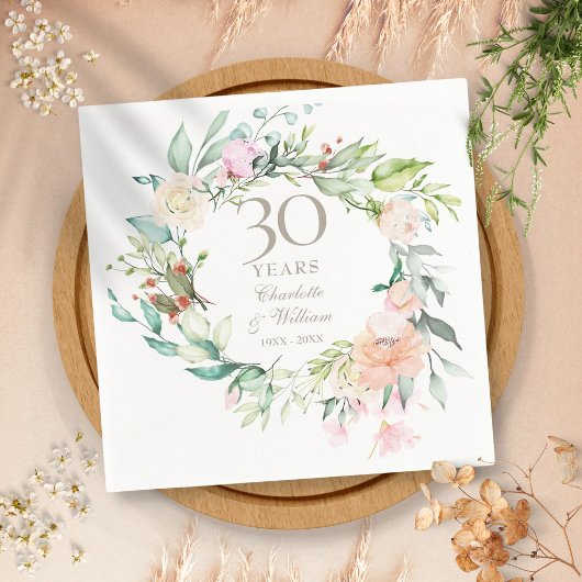 Serviette En Papier 30e anniversaire Mariage Pearl Roses Garland
