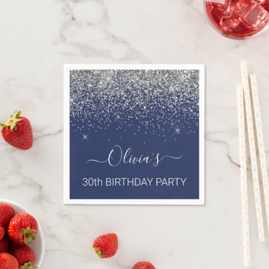 Serviette En Papier 30e anniversaire Marine Bleu Parties scintillant d (En situation)