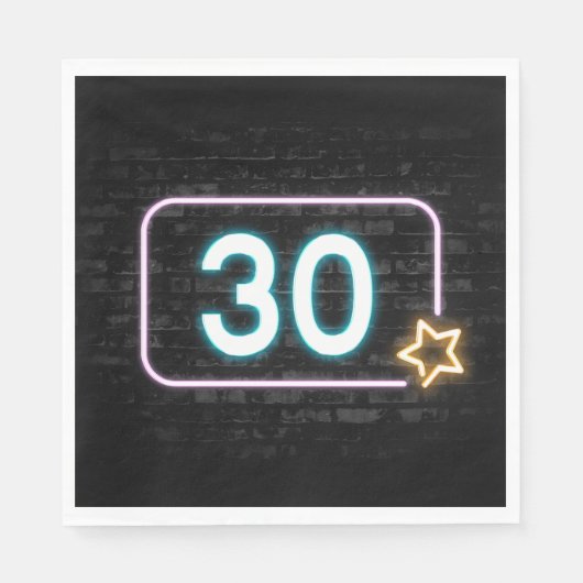 Serviette En Papier 30e anniversaire Neon Connexion en brique (Devant)