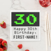 Serviette En Papier 30e anniversaire - Nerdy / Geeky Style "30" & Nom (En situation)