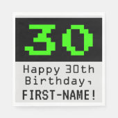 Serviette En Papier 30e anniversaire - Nerdy / Geeky Style "30" & Nom (Devant)