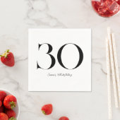 Serviette En Papier 30e anniversaire Noir et blanc (En situation)