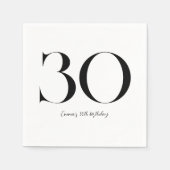 Serviette En Papier 30e anniversaire Noir et blanc (Devant)