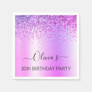Serviette En Papier 30e anniversaire Parties scintillant de monogramme