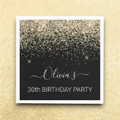 Serviette En Papier 30e anniversaire Parties scintillant d'or noir n'i
