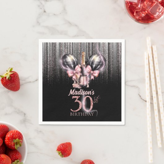 Serviette En Papier 30e anniversaire personnalisé Champagne de luxe (En situation)