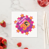 Serviette En Papier 30e anniversaire photo et nom rose star serviettes (En situation)