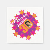 Serviette En Papier 30e anniversaire photo et nom rose star serviettes (Devant)