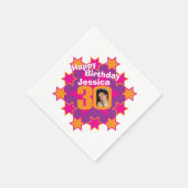 Serviette En Papier 30e anniversaire photo et nom rose star serviettes (Coin)