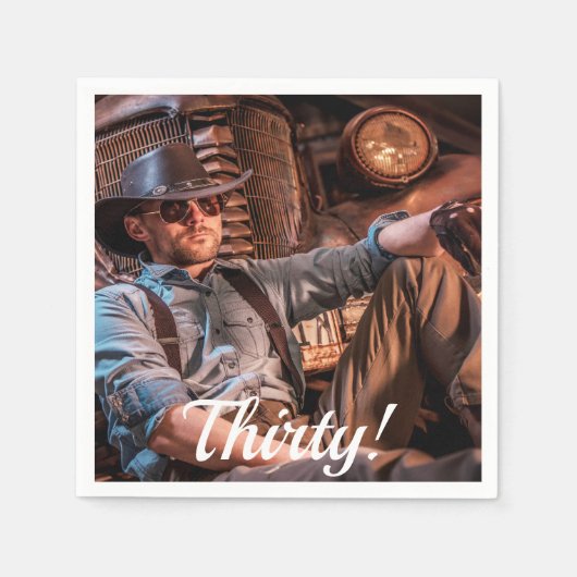 Serviette En Papier 30e anniversaire photo trente hommes amusants (Devant)