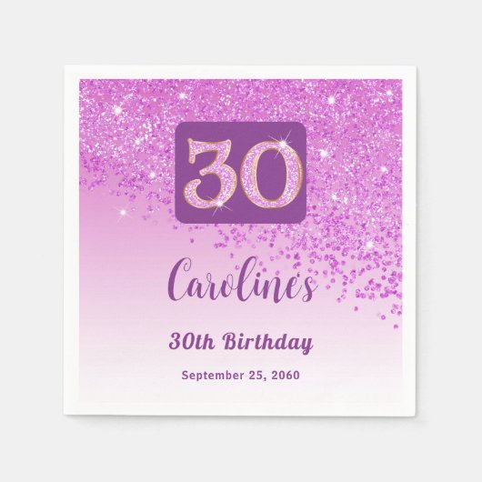 Serviette En Papier 30e anniversaire Pretty Pink Parties scintillant s (Devant)