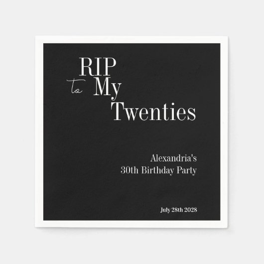 Serviette En Papier 30e anniversaire RIP 20s Black and White Party (Devant)