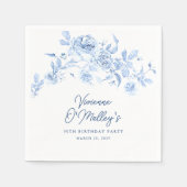 Serviette En Papier 30e anniversaire Rose bleu Floral Custom (Devant)