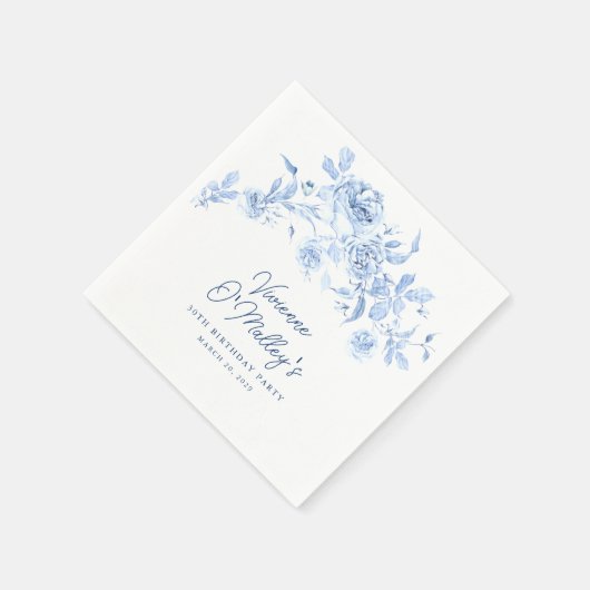 Serviette En Papier 30e anniversaire Rose bleu Floral Custom (Coin)