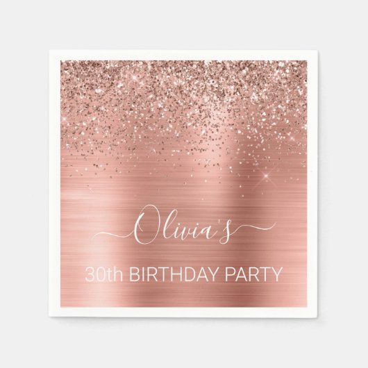 Serviette En Papier 30e anniversaire Rose Gold - Parties scintillant r (Devant)