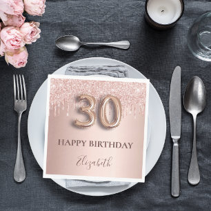 Serviette En Papier 30e anniversaire rose or parties scintillant rose