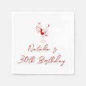 Serviette En Papier 30e Anniversaire rouge blanc rétro (Devant)
