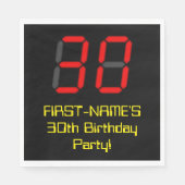 Serviette En Papier 30e anniversaire : Rouge Digital Clock Style "30" (Devant)