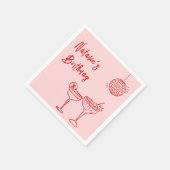 Serviette En Papier 30e Anniversaire rouge rose de la main rétro (Coin)