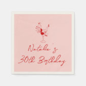 Serviette En Papier 30e Anniversaire rouge rose rétro (Devant)