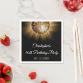 Serviette En Papier 30e Anniversaire Soirée Gold Sparkle Disco Ball (En situation)