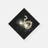 Serviette En Papier 30e anniversaire Sparklers de fête sur noir (Coin)