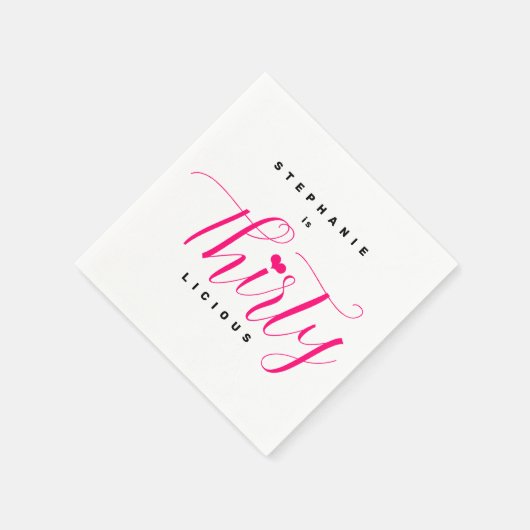 Serviette En Papier 30e fête d'anniversaire moderne texte rose 30 (Coin)