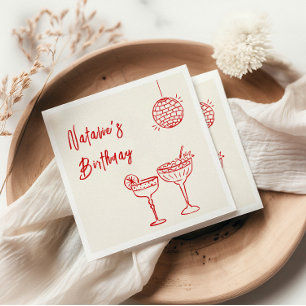 Serviette En Papier 30e Main tiré rose rouge Jalon Trente Anniversaire