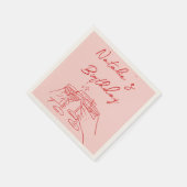 Serviette En Papier 30e Martini rouge rose à main rétro (Coin)