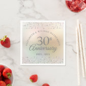 Serviette En Papier 30e Perle Mariage Anniversaire Coeurs Confetti (En situation)