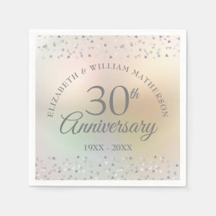 Serviette En Papier 30e Perle Mariage Anniversaire Coeurs Confetti