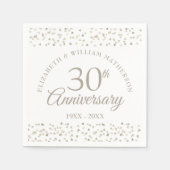 Serviette En Papier 30e Perle Mariage Anniversaire Coeurs Confetti (Devant)