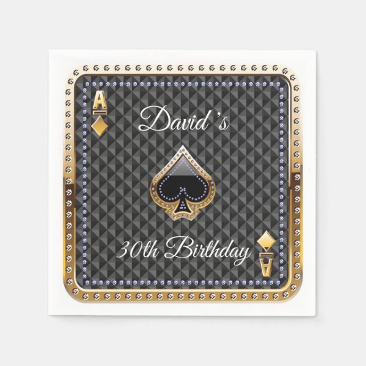 Serviette En Papier 30e Poker carte de jeu Casino Anniversaire serviet (Devant)