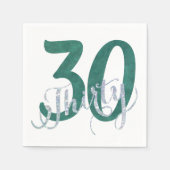 Serviette En Papier 30e Vert | Fête d'anniversaire personnalisée | (Devant)