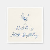 Serviette En Papier 30ème Bleu Main Tirée Jalon Amusant Anniversaire (Devant)