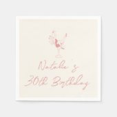 Serviette En Papier 30ème Pink Hand Drawn Milestone Fun Anniversaire (Devant)