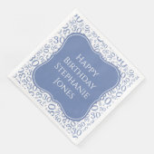 Serviette En Papier 30h Anniversaire Bleu/Blanc Numéro Motif (Coin)