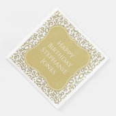 Serviette En Papier 30h Anniversaire Or/Blanc Motif Numéro de support (Coin)