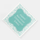 Serviette En Papier 30h Anniversaire Turquoise/blanc Numéro de support (Coin)