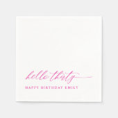Serviette En Papier 30th Birthday Party Hello 30 Modern Pink (Devant)