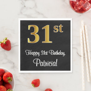 Serviette En Papier 31e anniversaire ~ Elégant Luxueux Faux Gold Look 