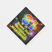 Serviette En Papier 31e anniversaire : Fun Motif Fireworks + Rainbow 3 (Coin)