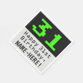 Serviette En Papier 31e anniversaire - Nerdy / Geeky Style "31" & Nom (Coin)